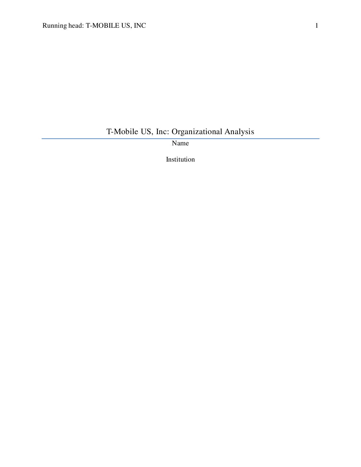 Preview image for T-Mobile US, Inc: Organizational Analysis